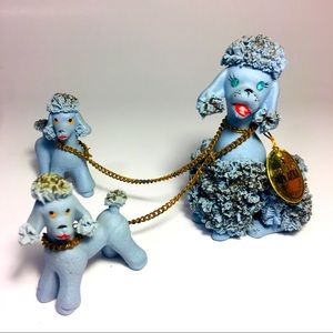 Vintage Made in Japan Spaghetti Poodle & Pups Figurines